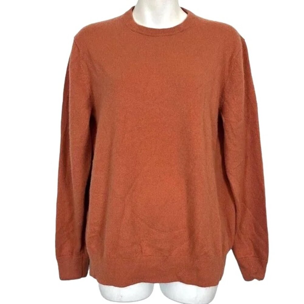 Everlane Orange Cashmere Sweater Long Sleeve Pullover Crew Neck Large